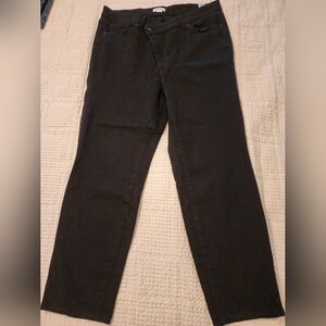 Good American Asymetrical Front Black Straight-Leg Jeans Size 18 Goth Grunge